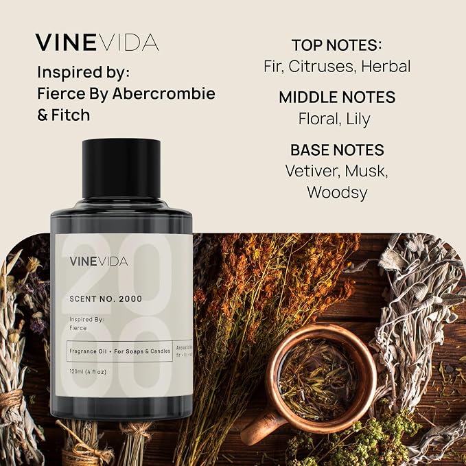 VINEVIDA Prime Reed Diffuser for Home & Bathroom | Long-Lasting Scent Sticks Set | Oil Stick Diffuser | Bathroom Scent - Room Fragrance No. 2000 - Inspired by: Fierce
