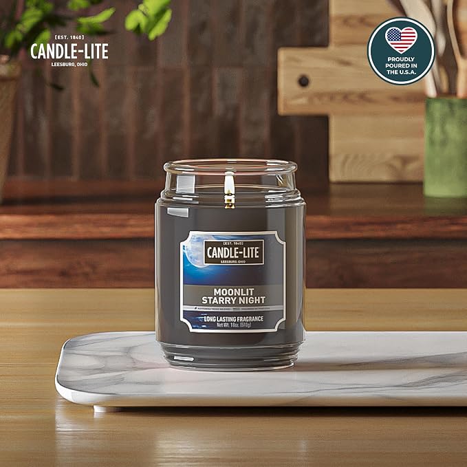 Candle-lite Scented Candles, Moonlight Starry Night, 18 oz Jar, Proudly Poured in The USA, Aromatherapy Candle, Single-Wick with 110 Hours of Burn Time, Perfect for Creating a Refreshing Ambiance