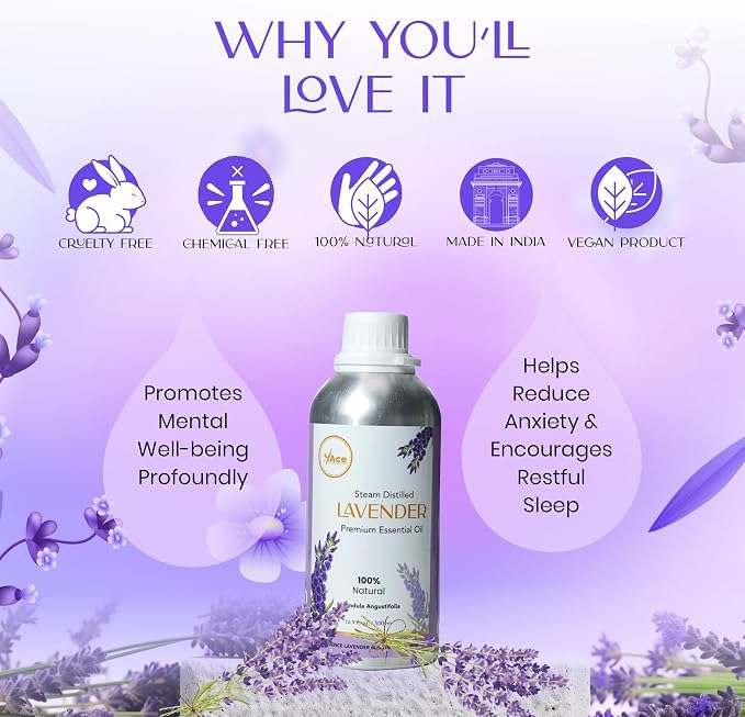 My ACE Lavender Essential Oil 16 Fl Oz - 100% Pure & Natural - Premium Grade for Aromatherapy, Diffuser, Skin, Hair, Massage, Candle, Soap Making, Home - Glass Bottle with Dropper - Long Lasting Scent