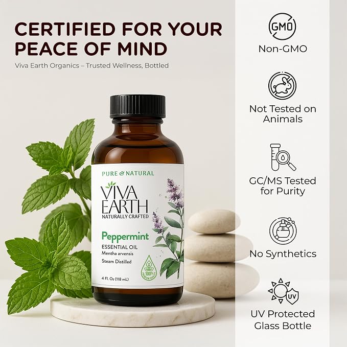 Peppermint Essential Oil – 100% Pure and Natural Peppermint Aroma for Diffusers, Aromatherapy, Hair and Scalp Care, Skin Care, Massage Oils, Soap and Candle Making – with Dropper, 4 oz