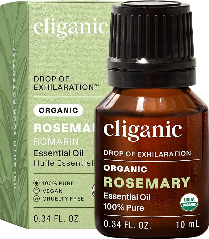 Cliganic Organic Rosemary Essential Oil, 100% Pure Natural, for Hair, Skin, Aromatherapy | Non-GMO Verified