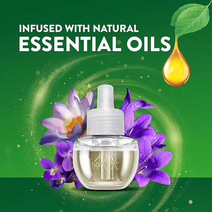 Air Wick Plug-In Scented Oil Refills, 5 Count, Black Lotus & Violet, Air Freshener, Essential Oils