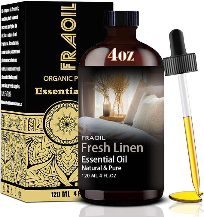 Fresh Linen Essential Oil 4 Fl Oz 120ML for Diffuser Humidifier Yoga Cleaning DIY Candle Soap Making Perfume Gift for Women FRAOIL (Fresh Linen 4 Fl Oz (Pack of 1))