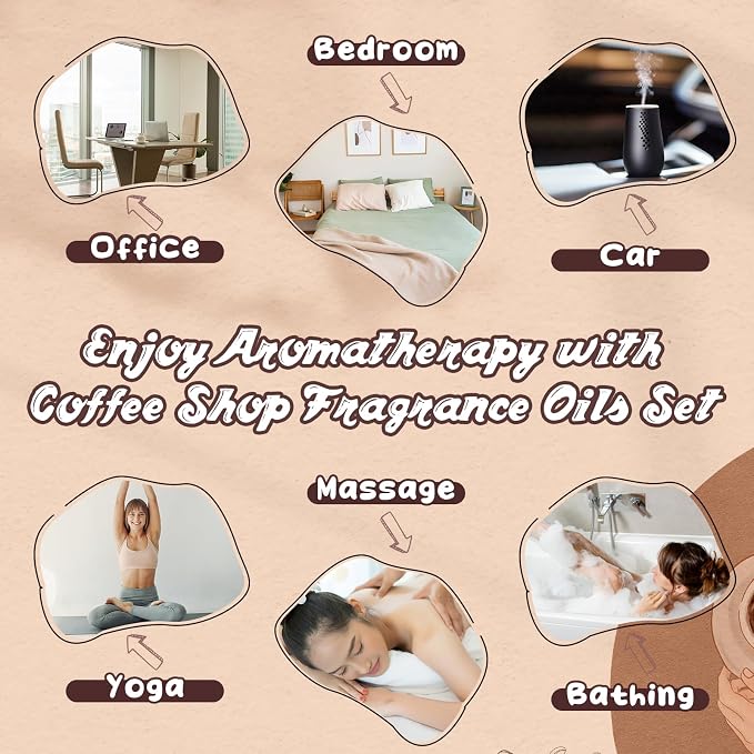 Coffee Shop Fragrance Oil Set | Espresso, Mocha Coffee, Chocolate, Almond Biscotti, Roasted Hazelnut Candle Scents for Candle Making, Soap Making Supplies, Diffuser Oil Scents