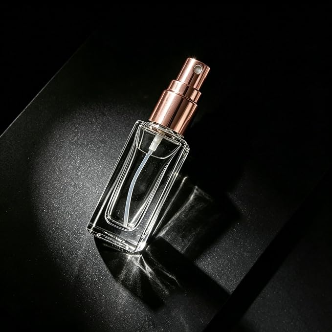 5PCS 5ml Glass Travel Refillable Perfume Bottle,Small Empty Cologne Atomizer with Dispenser Tools, Mini Pocket Spray Bottles For Toiletries and Smple Container (Pink Cap 5p)