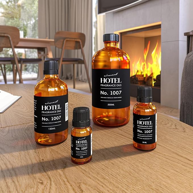 AirScent Hotel Diffuser Oil No. 1007 - Green Melon Lily Oakmoss - 120 mL | Premium Fragrance Oil for Ultrasonic and Waterless Diffusers and Crafting - 4 fl oz Glass Dropper Bottle - Hotel Scent Dupe