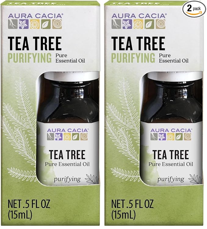 Aura Cacia 100% Pure Tea Tree Essential Oil, 100% Pure Therapeutic Grade, 15 ml in Box, Melaleuca alternifolia (Pack of 2)
