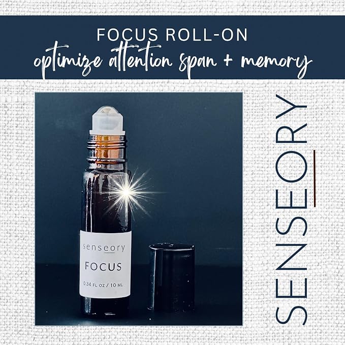 Focus Essential Oil Roll-On – Cedarwood, Vetiver, Rosemary, Lemon & Peppermint Blend – Natural Aromatherapy for Mental Clarity, Concentration & Productivity – 10ml Roll-On