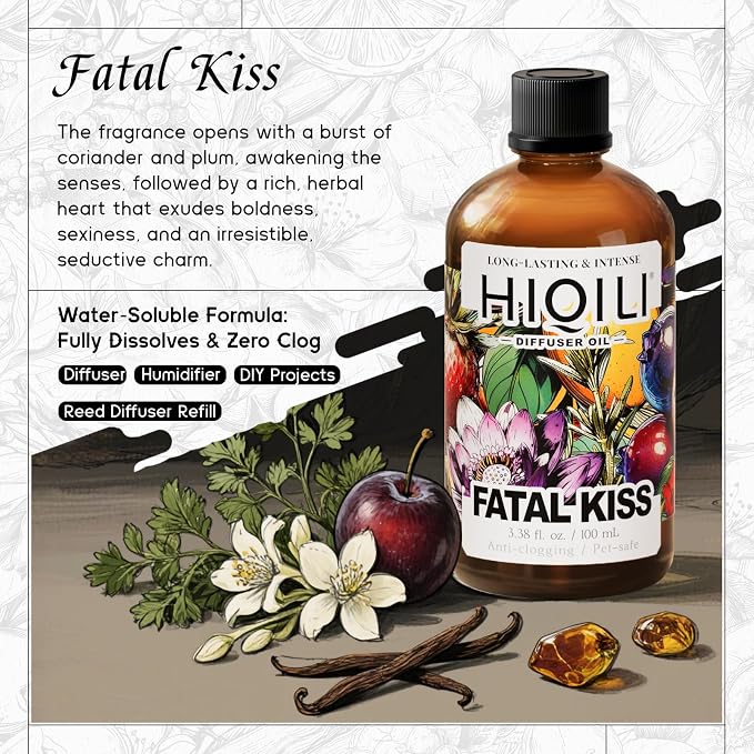 HIQILI Fatal Kiss Diffuser Oil, Fast Diffusion for Large Spaces, Pet - Safe, Suitable for Home and Other Scenarios - 3.38 Fl Oz