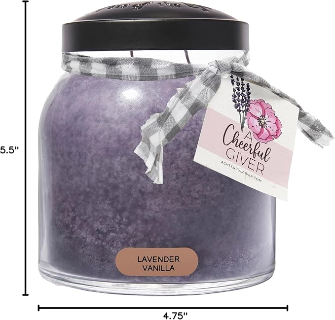 A Cheerful Giver — Lavender Vanilla - 34oz Papa Scented Candle Jar with Lid - Keepers of the Light - 155 Hours of Burn Time, Gift Candle, Violet