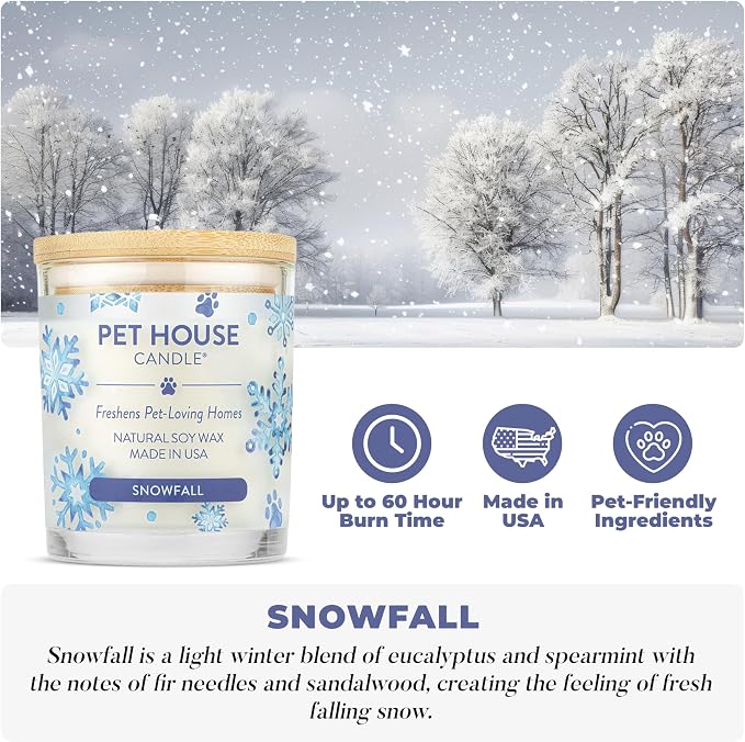Pet House Candles Plant Based Cookie Scented Candle Clean Burning, Long Lasting for Home, Snowfall