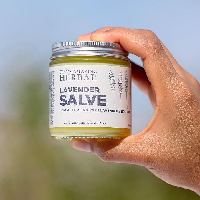 Ora's Amazing Herbal Lavender Salve Ointment, Sleep Balm, Lavender Essential Oil, Aromatherapy for Relaxation Anxiety Relief & Massage, Dry Skin Hand Repair Cream Calendula Coconut Oil, 4 oz