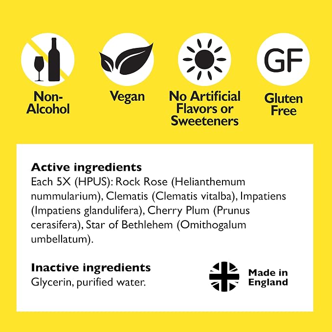 Bach Rescue Remedy Dropper 10mL, Natural Stress Relief, Homeopathic Flower Essence, Vegan, Gluten & Sugar-Free, Non-Habit Forming (Non-Alcohol Formula)