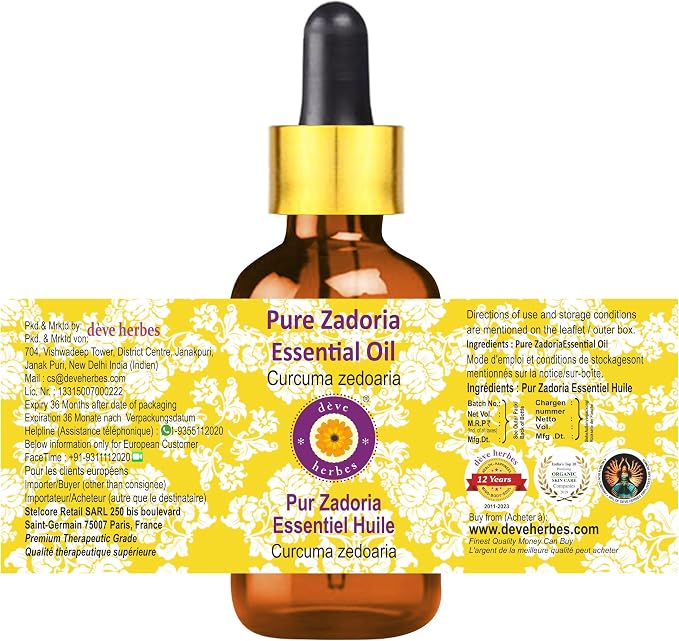 Deve Herbes Pure Zadoria Essential Oil with Glass Dropper 10ml (0.33 oz)