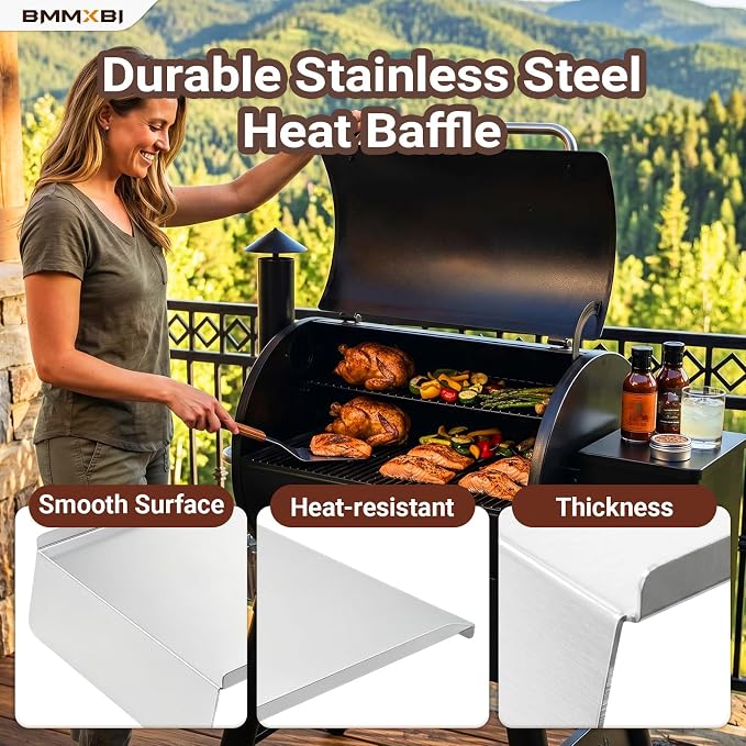 Drip Pan Heat Baffle and 6-Pack Aluminium Grease Drip Tray Liners Replacement Parts for Traeger Pro 780 Pellet Grills, Heavy-Duty Drip Tray Liner for Traeger BAC780 Grill Accessories