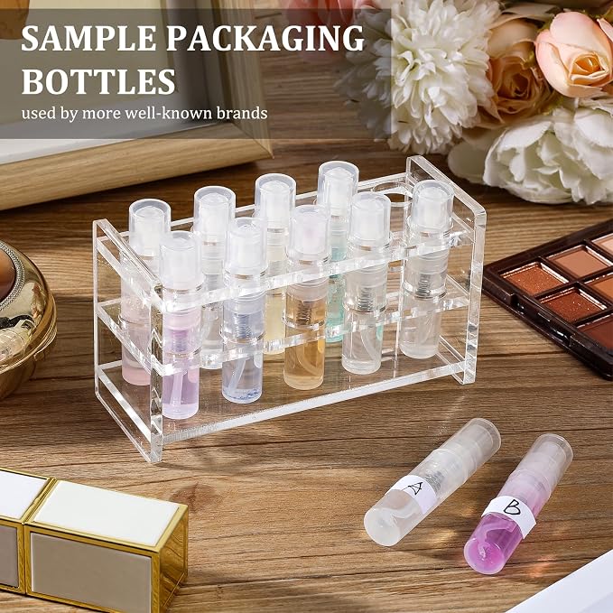 Chiallco Mini Perfume Sample Bottles, 3 ml Plastic Small Spray Bottle 10 Pack, Fine Mist, Portable Perfume Travel Refillable Bottle, Upgraded atomizer sprayer, Clear