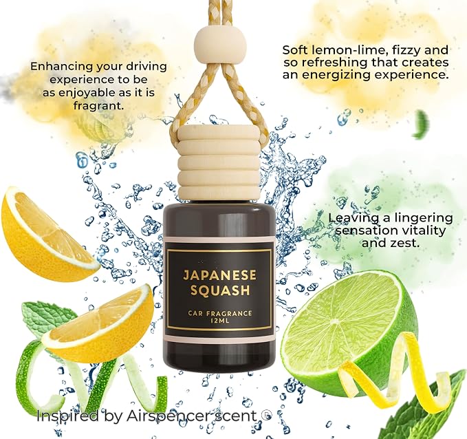 Inspired by Popular Squash Scent - Long Lasting Car Freshener - Lasts up to 60 days - Japanese Squash (Light Citrus Refreshing Scent) - A+ Scents Car Hanging Diffuser