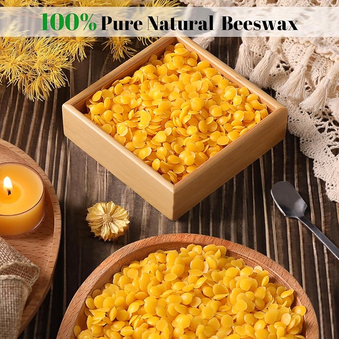simeitol 2lb Beeswax Candle Making Kit for Adults, Complete Gift Set with Melting Pot, DIY Starter Candle Making Supplies for Home Decor/Gift Crafting/Holiday Party