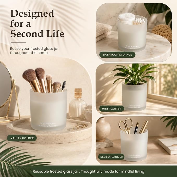 Tropical Getaway Coconut & Grapefruit Scented Candle | 14oz Soy Wax | 50+ Hour Long Lasting Burn | Reusable Glass Candle Jar with Bamboo Lid & Eco Friendly Gift Box |Luxury Scented Candle for Home