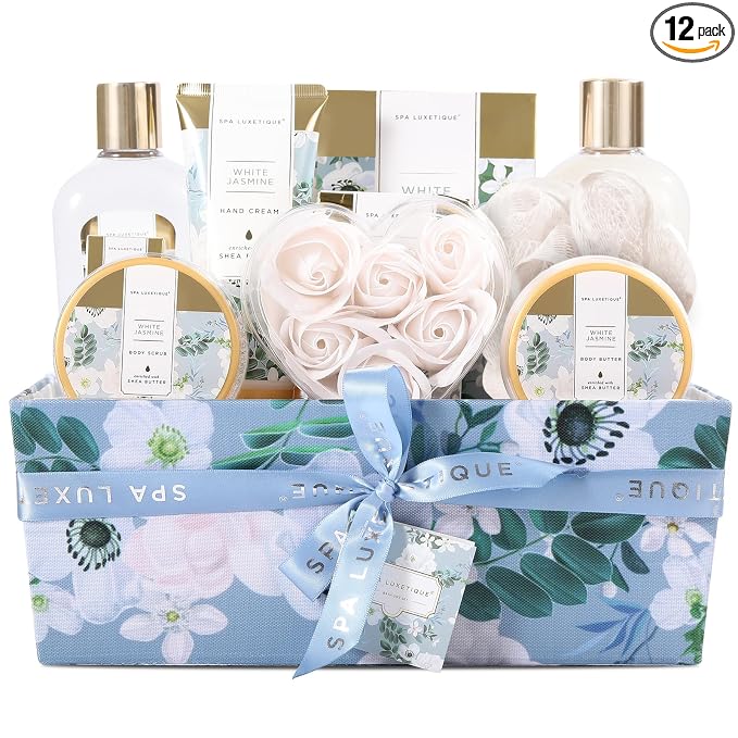 Gift Basket for Women, Spa Luxetique Spa Bath Kit, 12pcs Relaxing Spa Gift Basket with Shower Gel, Bath Salt, Essential Oil, Body Lotion,Mothers Day Gifts for Mom