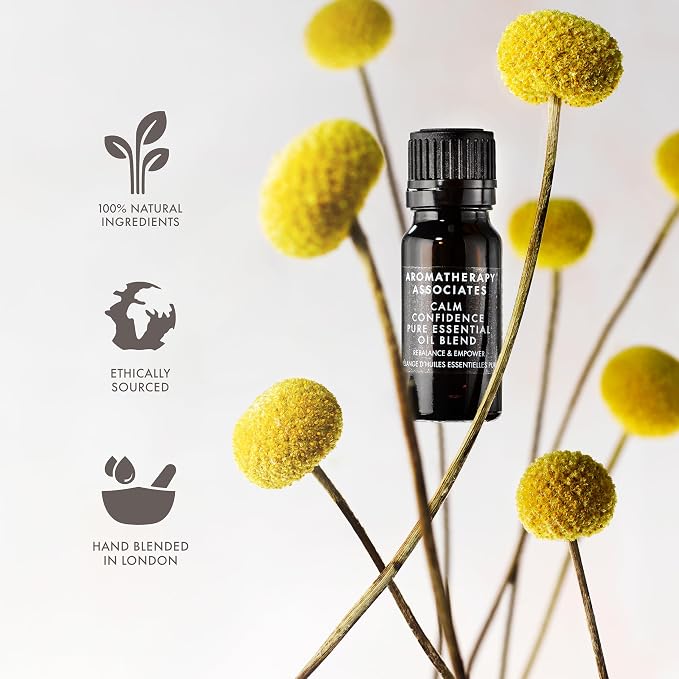 Aromatherapy Associates Calm Confidence Pure Essential Oil, 10ml, Aromatherapy Essential Oil Blend with Blue Tansy, Sandalwood & Jasmine for Diffuser, Bath & Massage