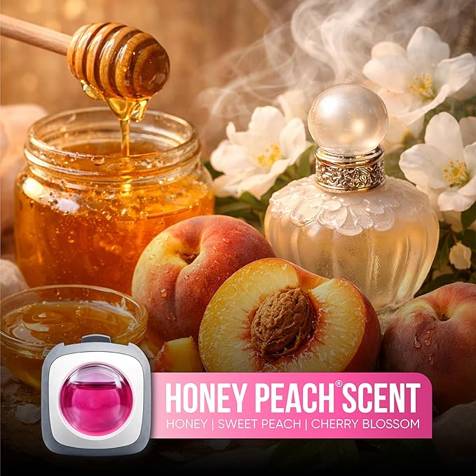 Air Jungles Honey Peach Scent Pink Car Air Freshener Vent Clip, 6 Count Long Lasting Up to 180 days, Natural Essential Oil Car Fragrance for Women and Men, Odor Eliminator - 4ml Each