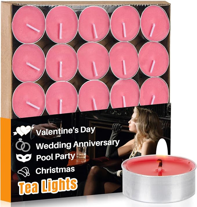 Pink Tea Lights Candles Set - MAQIHAN Mini Tealight Candles Votive Soy Candle with Cotton Wick for Home Decoration, Wedding, Emergencies, Shabbat, 25pcs