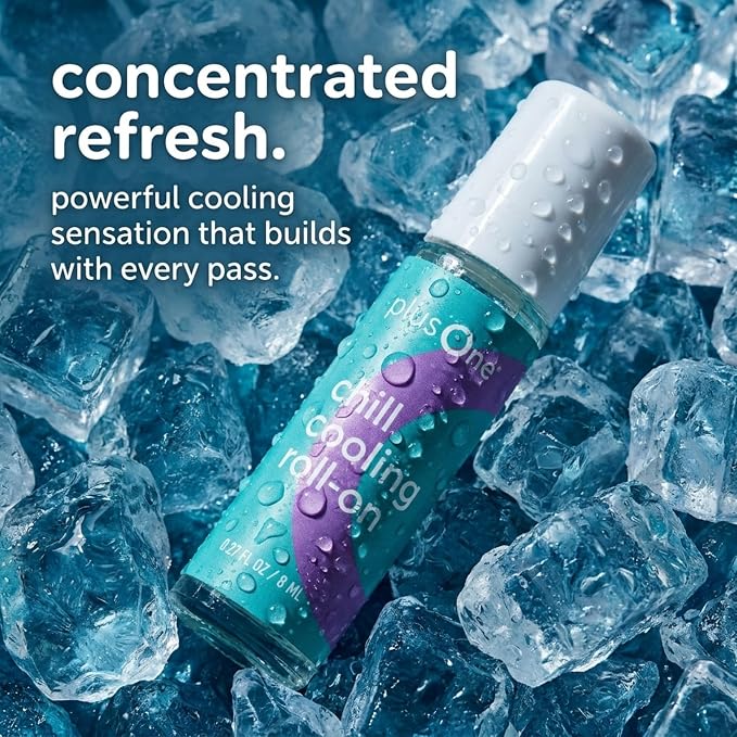 plusOne Chill Cooling Roll-On – Instant Hot Flash Support with Peppermint, Menthol & Ashwagandha – Aromatherapy Essential Oil Blend for Cooling Refreshment - 0.33 fl oz (2 Pack)