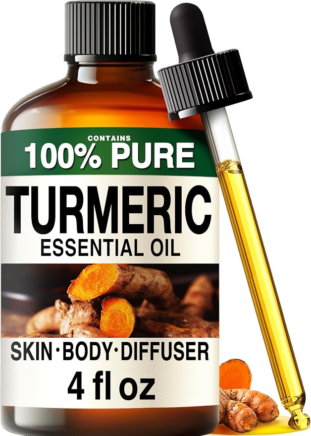 100% Pure Turmeric Oil - 4 Fl Oz Turmeric Essential Oil for Hair, Skin, Diffuser, Aromatherapy & DIY Soap Making Scent