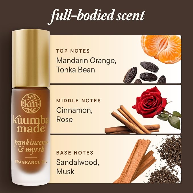 Kuumba Made Frankincense & Myrrh Fragrance Oil, Long-Lasting Scented Oil Perfume Roller, Vegan, Alcohol-Free, 0.15 Fl Oz