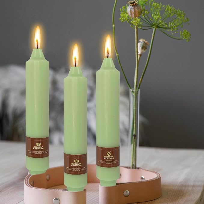 Unscented Taper Candles 7 in Small Candlesticks Light Green Candles 4 Pack for Dinner Household Wedding Party Home Décor