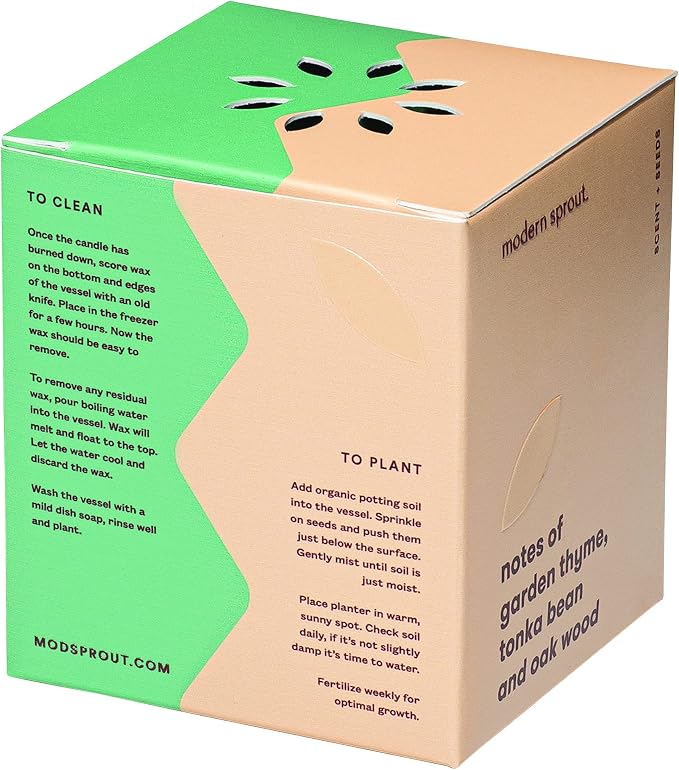 Modern Sprout - 2 in 1 Cucumber Scented & Soy Candle with Seeds that Grows into Rosemary Plant - 6 oz w/ 42 Hr Burn Time in Matte Glaze Ceramic Vessel Ideal for Indoor Herb Garden