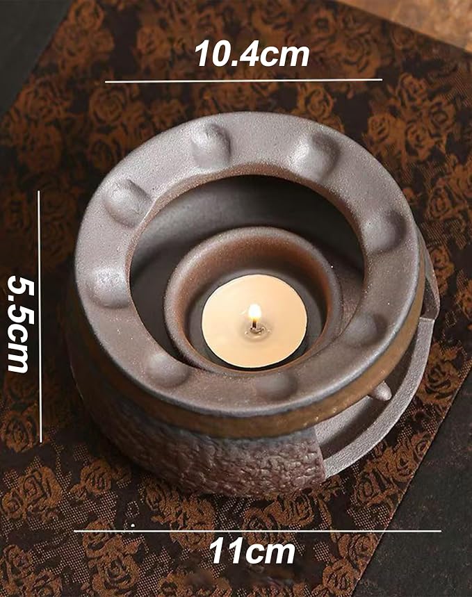 Ceramic Aromatherapy Burner, Nature's Wellness Aromatherapy Kit, Essential Oil Fragrance Diffuser with Tealight Holder, Zen Palo Santo Burner, Tea Light Candle Teapot Warmer for Home Office (1pcs)