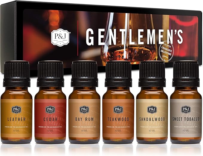 P&J Trading Fragrance Oils for Diffusers for Home Gentlemen's Set Fragrance Scents for Candle Making - Soap Making Supplies - Car Diffuser Scents - Essential Home Gift Set - Cedar, Sandalwood & More