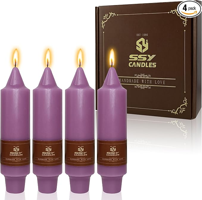4 PCS Purple Candlesticks 5 inch Small Taper Candles Stick Unscented for Wedding Party Home Décor Candles Advent Candles