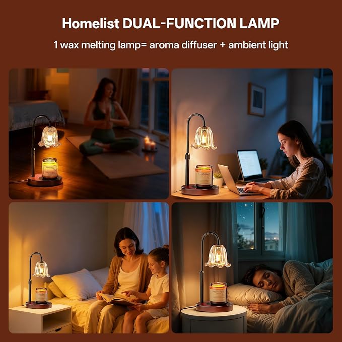 Homelist Dimmable Candle Wax Warmer, Candle Warmer Lamp with Timer for New Home, Mondern Warmers Flower Lamp, House Warming Gifts for Sister, Women, Mom, Girlfriend, Couple