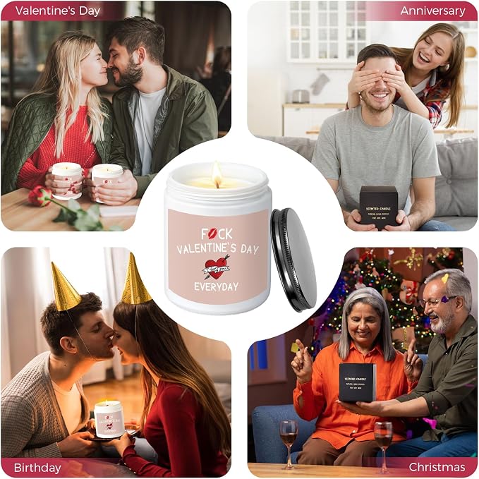 MOASITN Valentines Day Candles for Her Girlfriend Wife, Romantic & Funny Love Gift for Him Boyfriend Husband, Best Valentines Birthday Lavender Scented Candel Couple Presents for Women Men