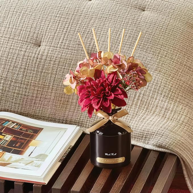 COCORRÍNA Reed Diffuser Set, 6.7oz Flower Reed Diffuser with Sticks,Black Forest Essential Oil, Long Lasting Home Fragrance for Bathroom, Bedroom & Shelf Decor, Aesthetic Gift for Women