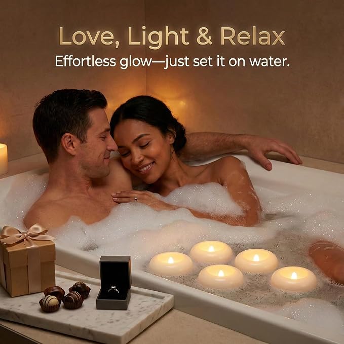 Aignis 24pcs Flameless Floating Candles Waterproof, 200Hr 2.2”LED Floating Tea Lights with Battery, Water-Activated Candles for Pool, Wedding Centerpieces, Bath & Spa, Home Decoration (Elegant White)