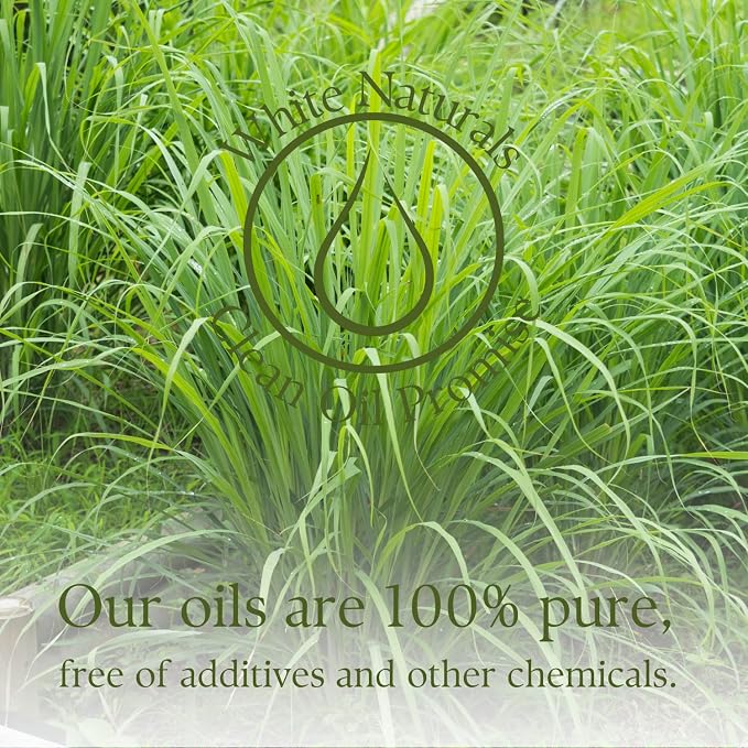 White Naturals Lemongrass Essential Oil 100% Pure and Natural, Therapeutic Premium Grade for Hair Nails and Skin, Aromatherapy Diffuser, Home and Travel, DIY