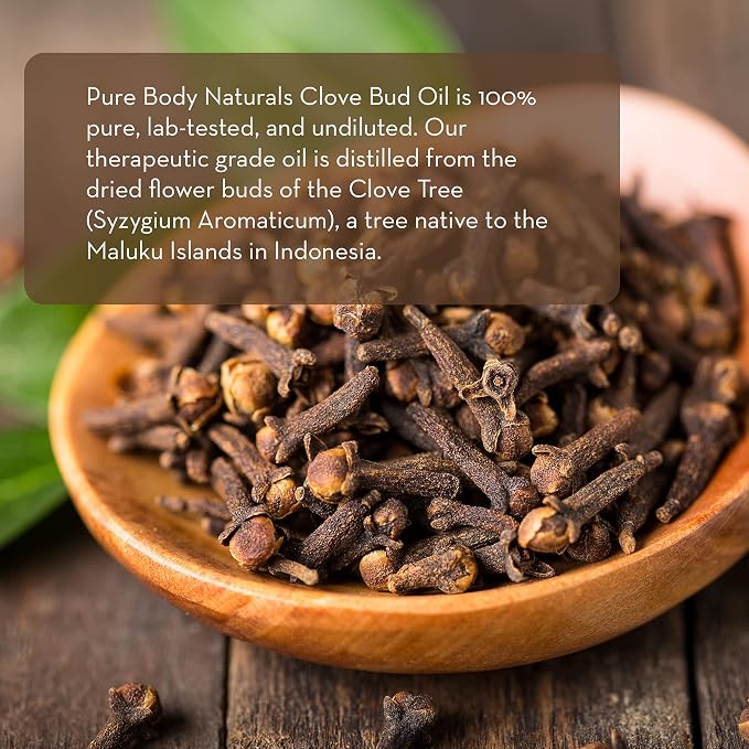 Pure Body Naturals Clove Bud Essential Oil, 10 ml - Pure and Undiluted Therapeutic Grade for Aromatherapy Diffuser and Relief