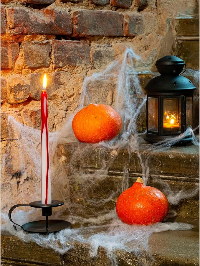 CANDWAX 10 inch Taper Candles Set of 4 - Unscented Taper Burning for 8 Hours - No Drip Taper Candles Ideal for Halloween or Other Themed Party - Blood White