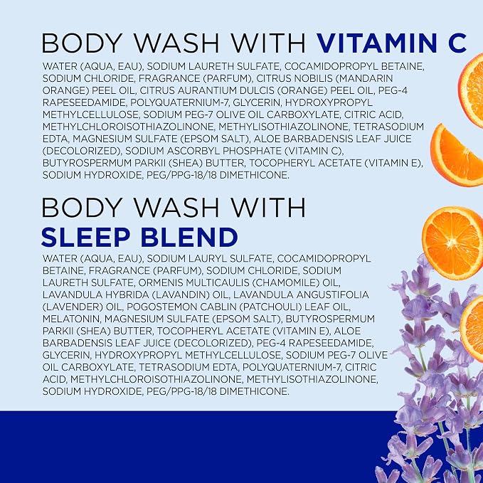 Dr Teal's Body Wash with Pure Epsom Salt, Daytime/Nighttime with Vitamin C & Sleep Blend, 24 fl oz (Pack of 2)