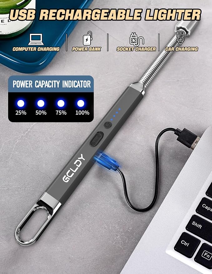 Electric Candle Lighter, Best Stocking Stuffers 2025 for Women Men Adults, Birthday Gift for Women Wife Mom Sister Nana Men, Long Rechargeable Lighter for Candle Grill Home Kitchen BBQ Camping