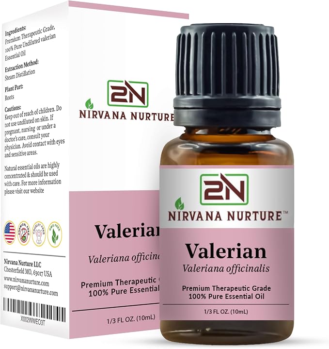 Valerian Essential Oil, 100% Pure Undiluted, Aromatherapy Oil for Diffuser, Hair & Skin Care