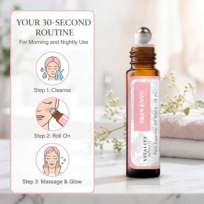 Vitality Extracts Skin Envy - Face Moisturizer Serum, Coconut Oil, Collagen, Vitamin E, Vegan, Frankincense Essential Care, Sandalwood Soothing, Clarifying, Skin Health