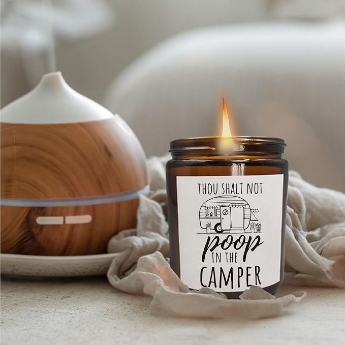 Mancheng-zi Camping Candle Scented, Camping Gifts for Women Men, Campers Gifts, Funny Camping Gifts, Camper Decor, Gifts for Camping Lovers, Thou Shalt Not Poop in The Camper Scented Candle