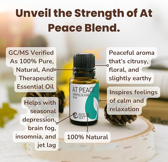Rocky Mountain Oils at Peace Essential Oil Blend with Essential Oils - Aromatherapy Oils for Diffuser and Topical - Relaxing and Calming Essential Oils - 15ml