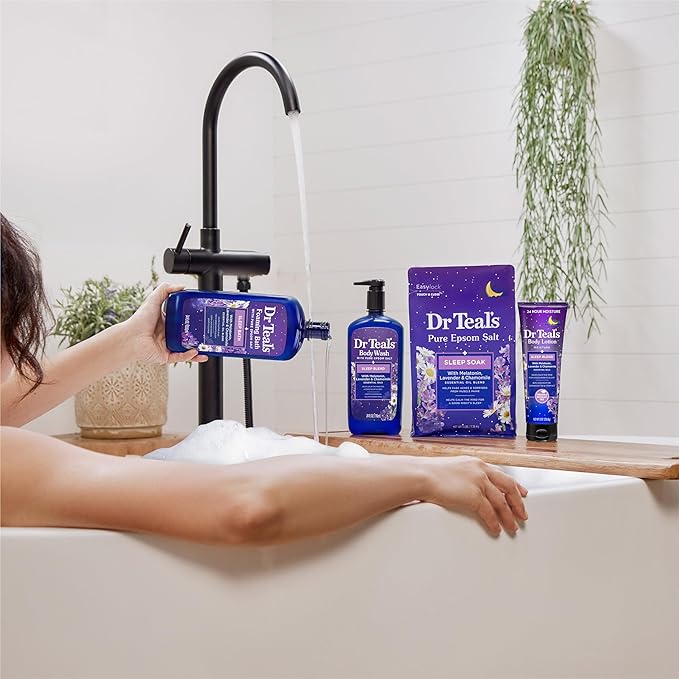 Dr Teal's Sleep Body Wash with Pure Epsom Salt, Melatonin, Lavender & Chamomile Essential Oil Blend, 24 fl oz (Pack of 2)