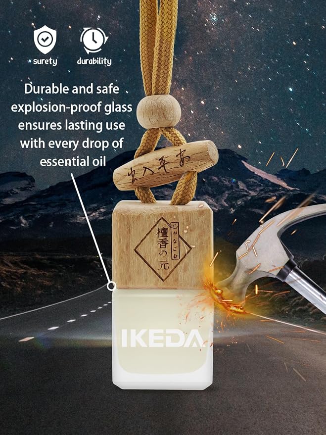 Ikeda Car Air Freshener: Hanging Car Smell Air Freshener | 10ml Hanging Car Perfume | Long Lasting Fragrance | Strong Scents Diffuser for Auto Home (Memory|Square)